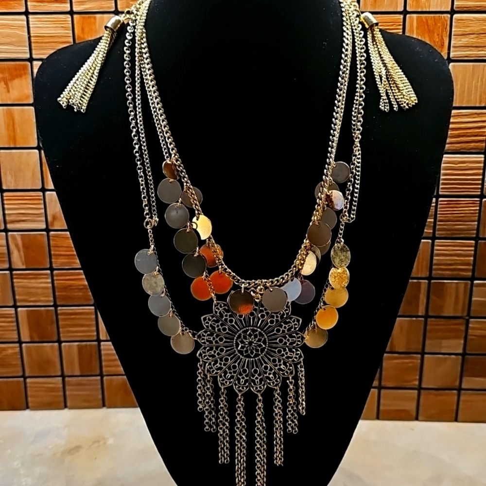 Gypsy Style Multilayered Gold-tone Necklace